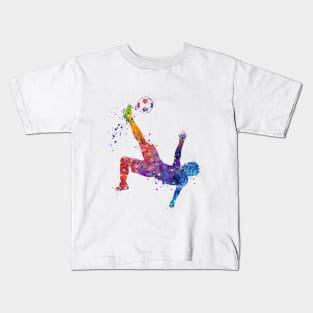 Soccer Boy Player Colorful Watercolor Sport Gift Kids T-Shirt